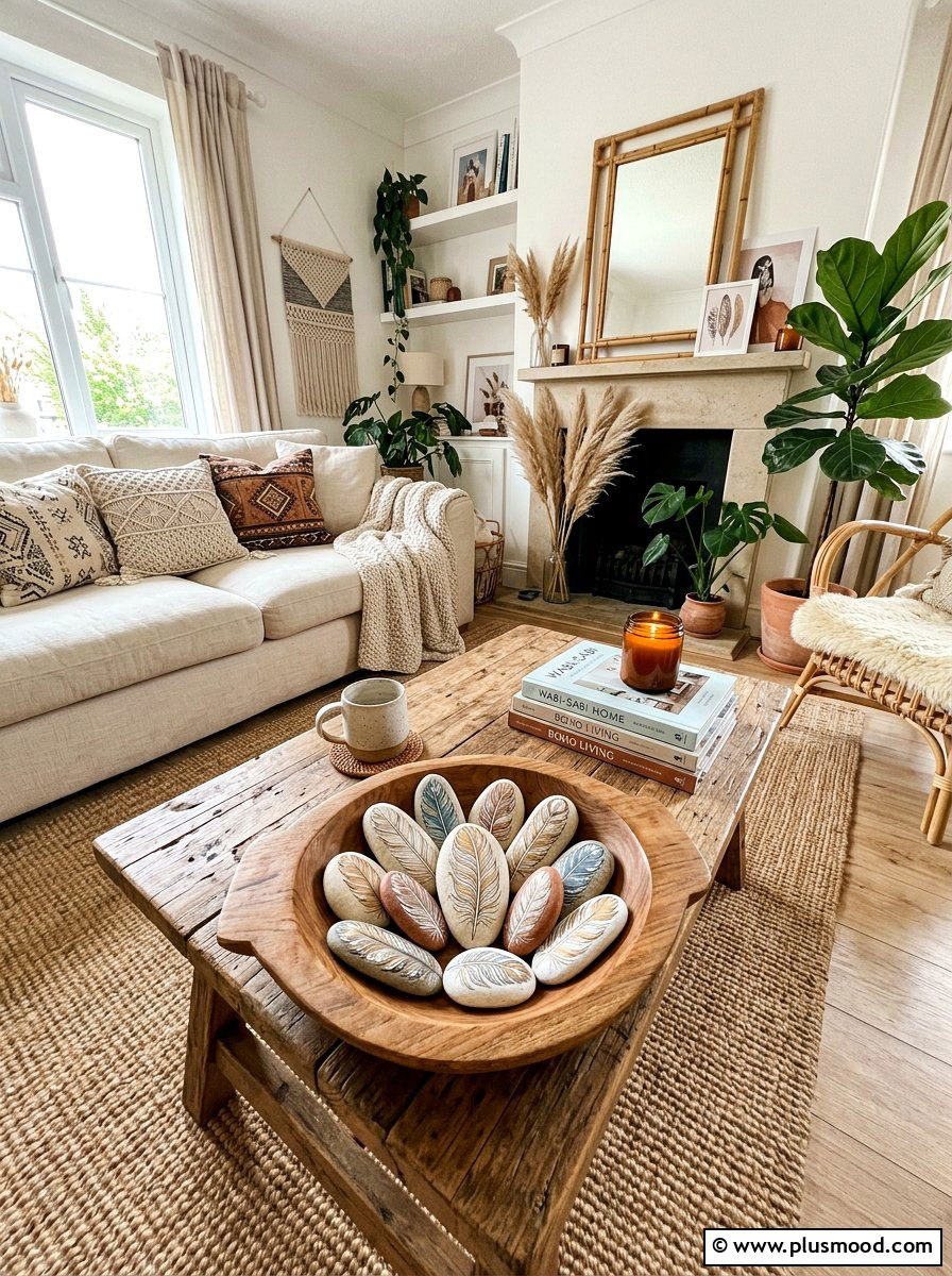 Feather stone art - 25 painted rock ideas with acrylic paint