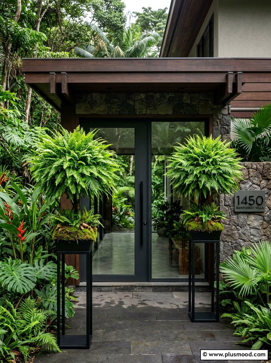 Fern Ball Topiary - 25 summer topiary ideas for front entry