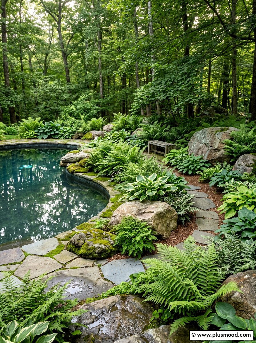 Fern Garden Pool Surround - 25 pool landscaping ideas with Japanese style