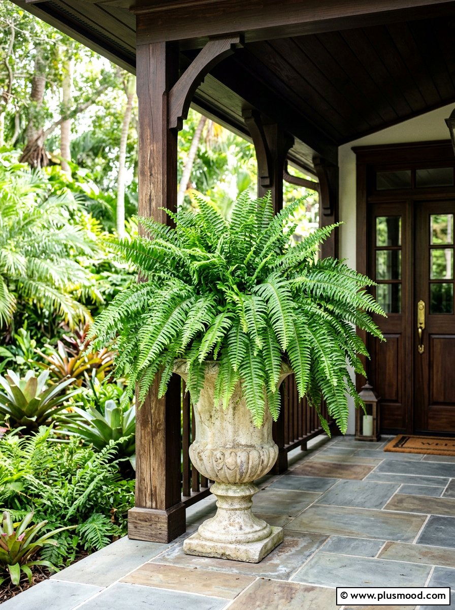 Fern Shady Tropical Pot - 25 summer tropical planter ideas
