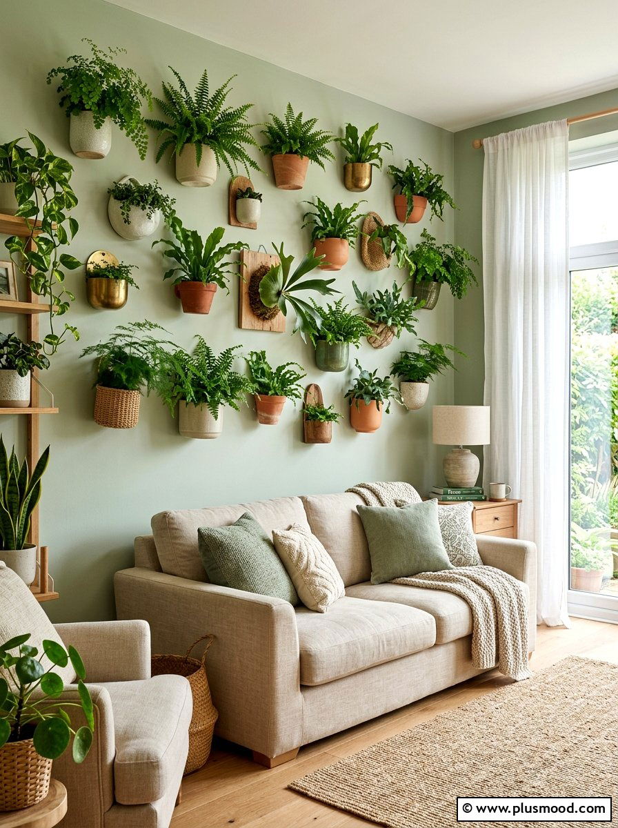Fern gallery wall - 25 summer greenery decor ideas for living room