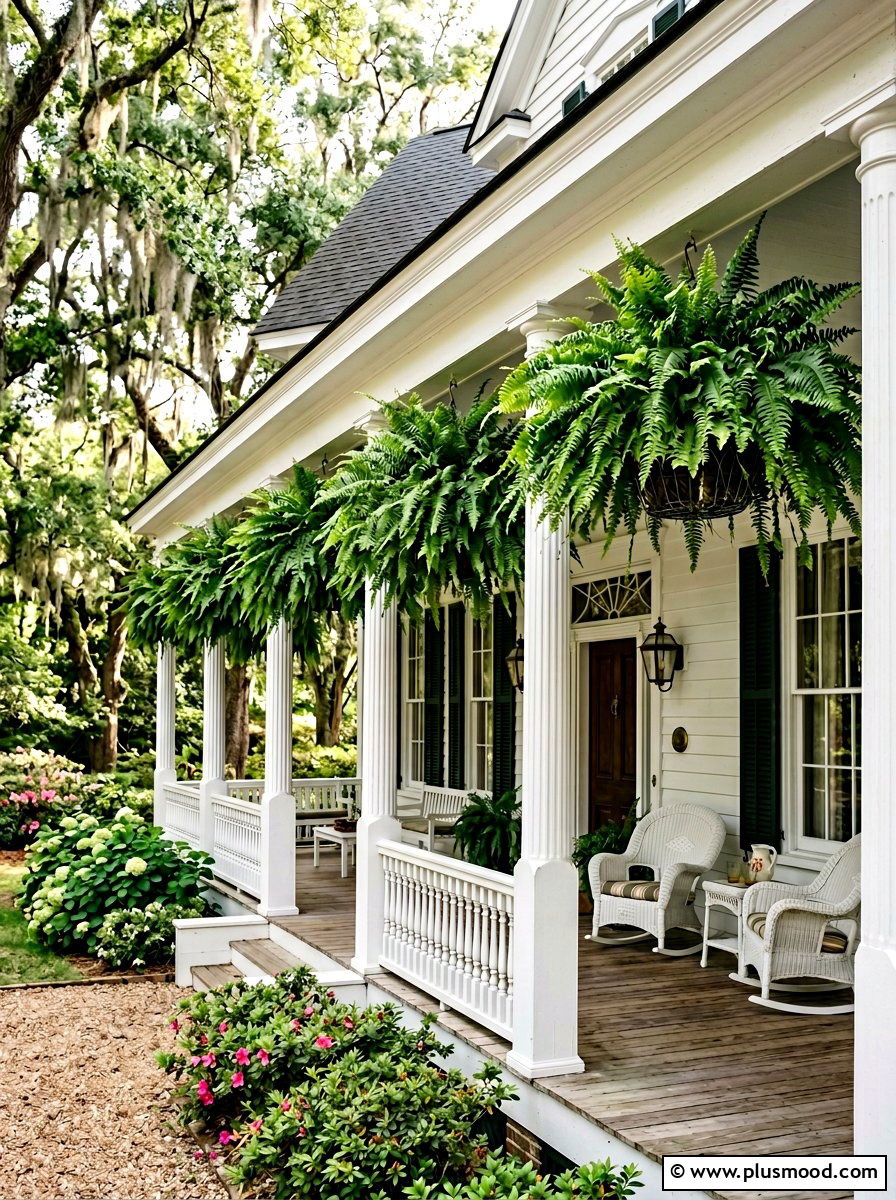 Fern porch railing - 25 summer porch rail decor ideas