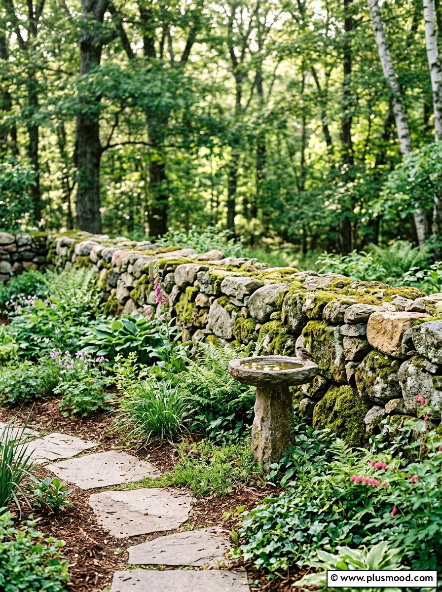 Fieldstone garden wall - 25 small backyard ideas with stone wall
