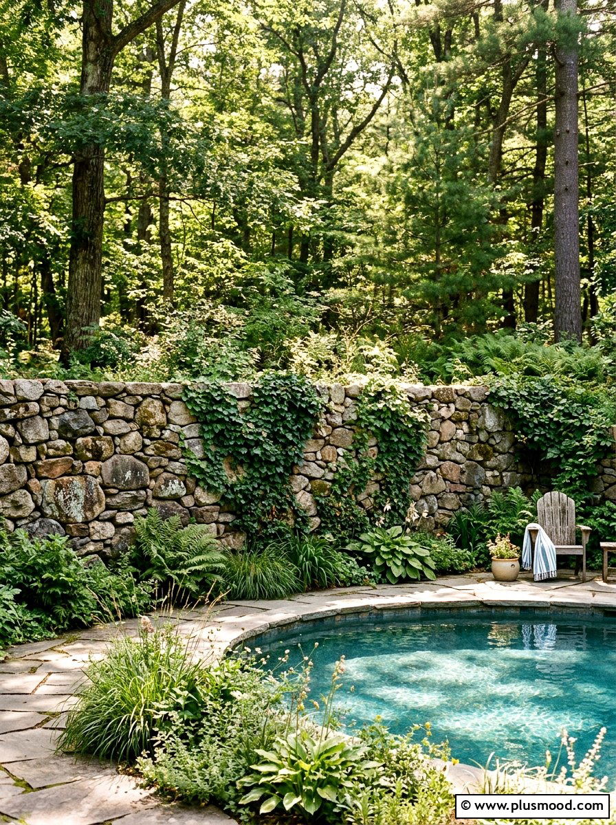 Fieldstone pool wall - 25 pool landscaping ideas with natural stone