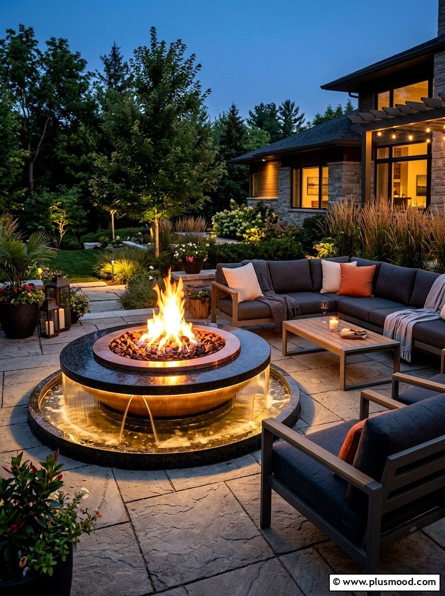 Fire And Water Bowl - 25 outdoor garden decor ideas with water features