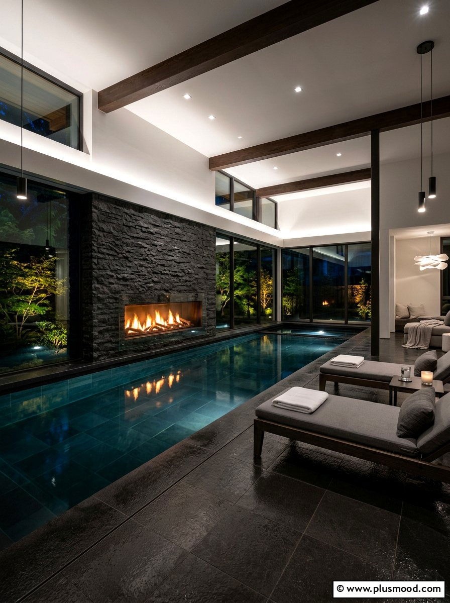 Fire Feature Indoor Pool - 25 pool landscaping ideas for indoor pools