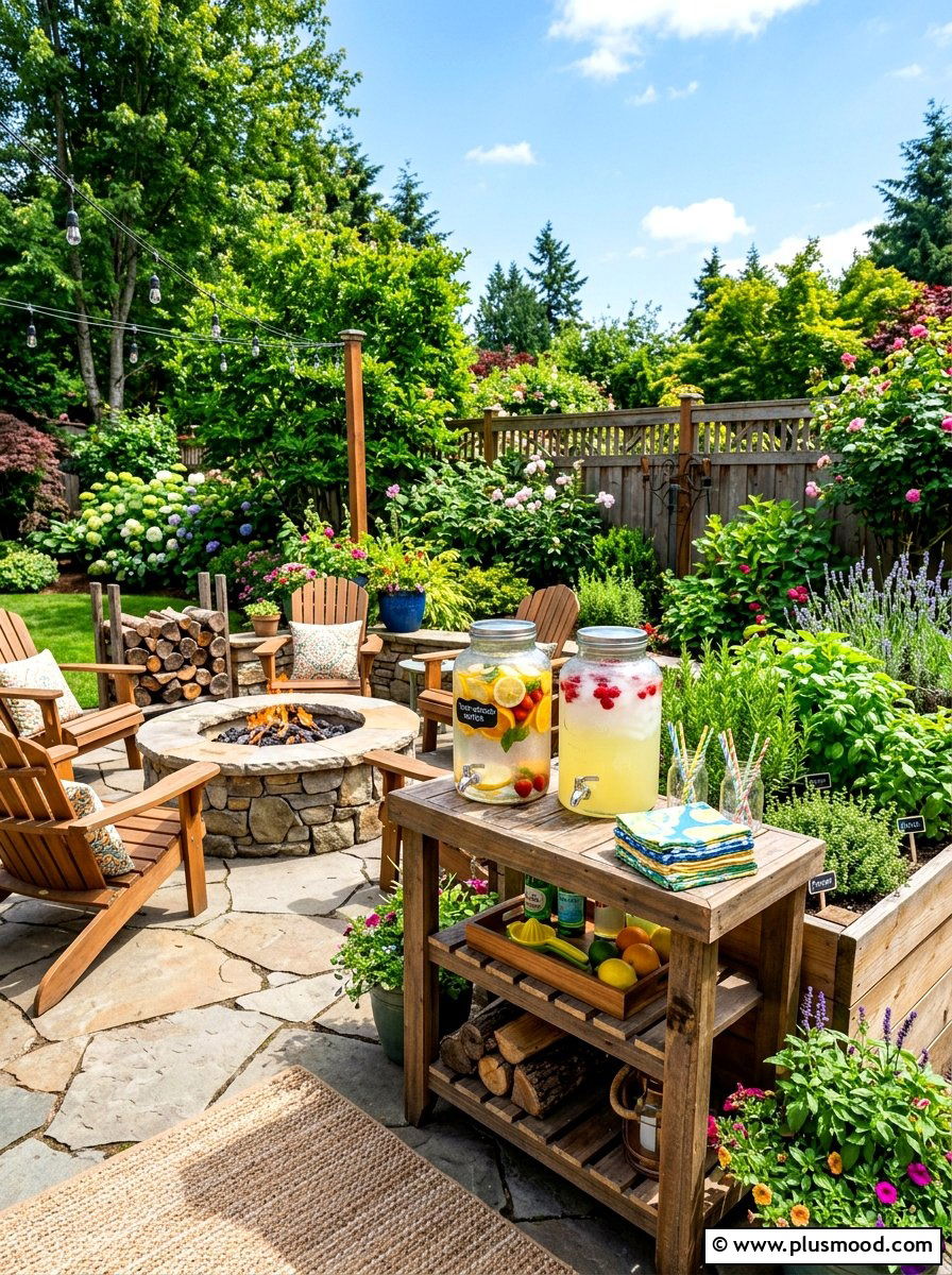 Fire Pit Beverage Bar - 25 summer fire pit entertaining ideas