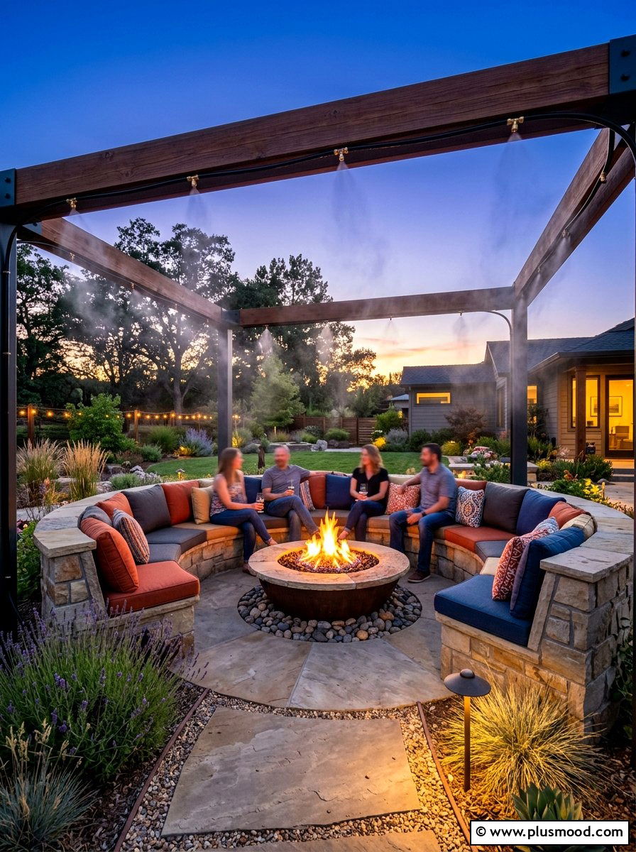 Fire Pit Cooling Mister - 25 summer misting patio ideas