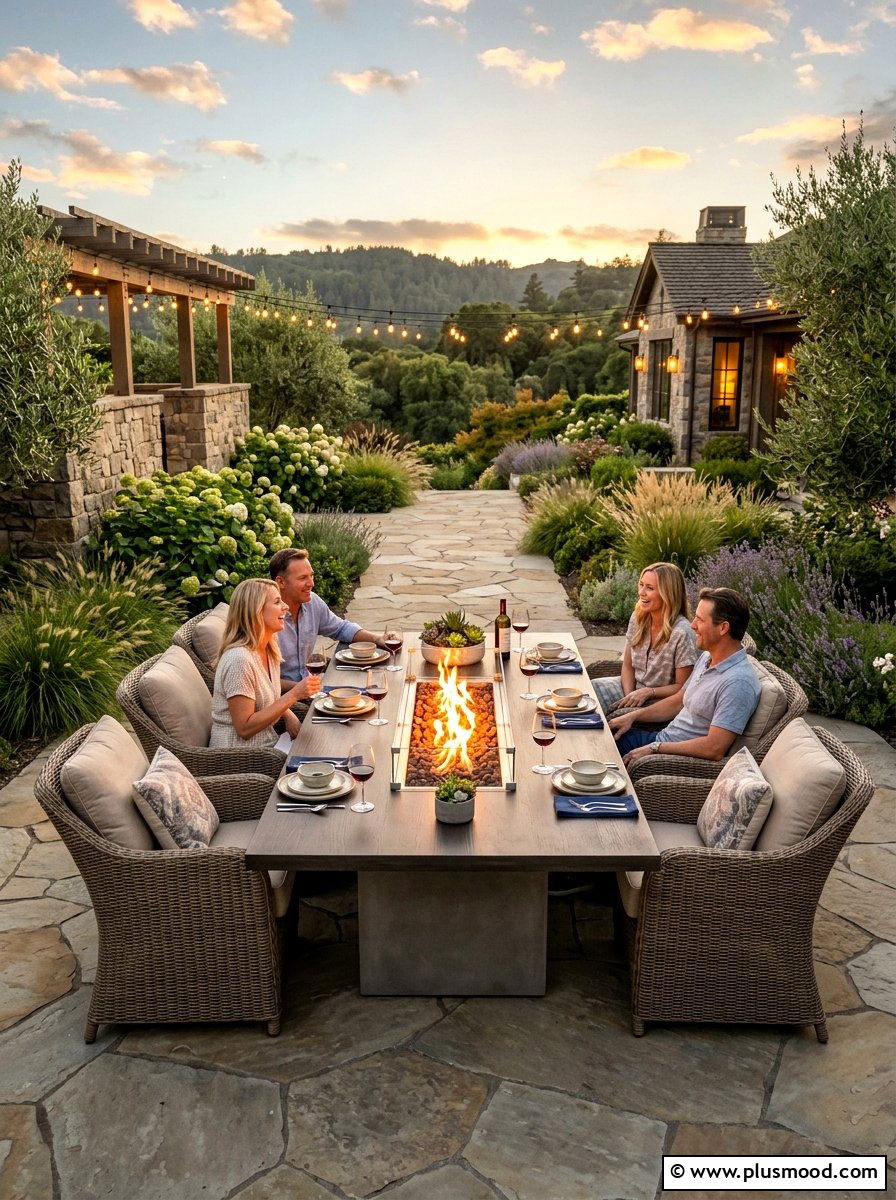 Fire Pit Dining Combo - 25 small backyard ideas with dining area
