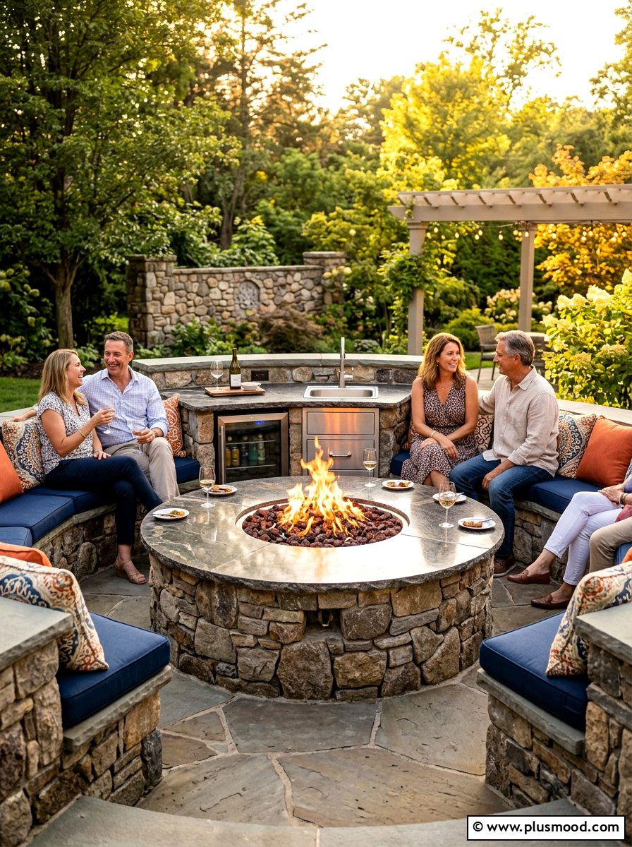 Fire Pit Integrated Kitchen - 25 summer backyard outdoor kitchen ideas