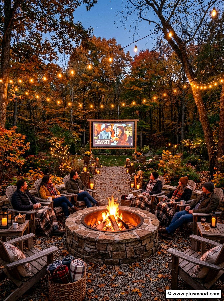 Fire Pit Movie Lounge - 25 small backyard ideas with movie screen