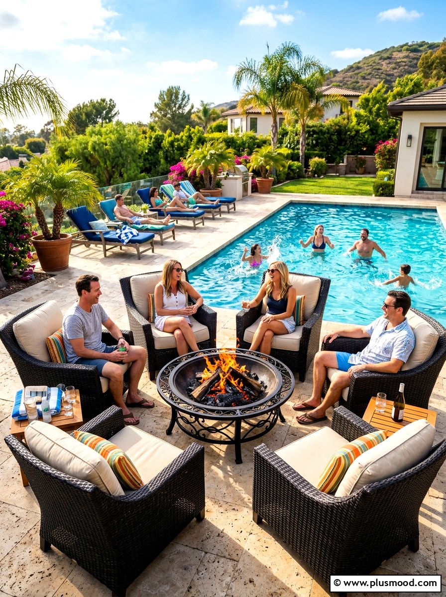 Fire Pit On Swimming Pool Deck - 25 summer poolside fire feature ideas