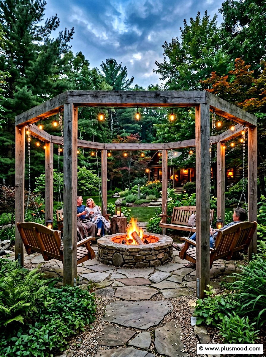 Fire Pit Surround Swing - 25 summer backyard swing ideas