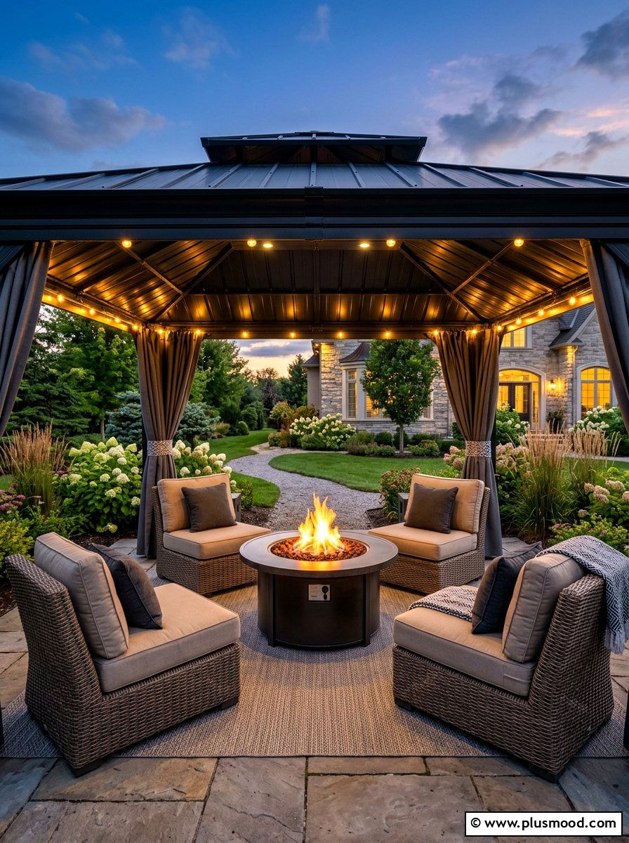Fire Pit Under Gazebo - 25 summer patio fire pit ideas