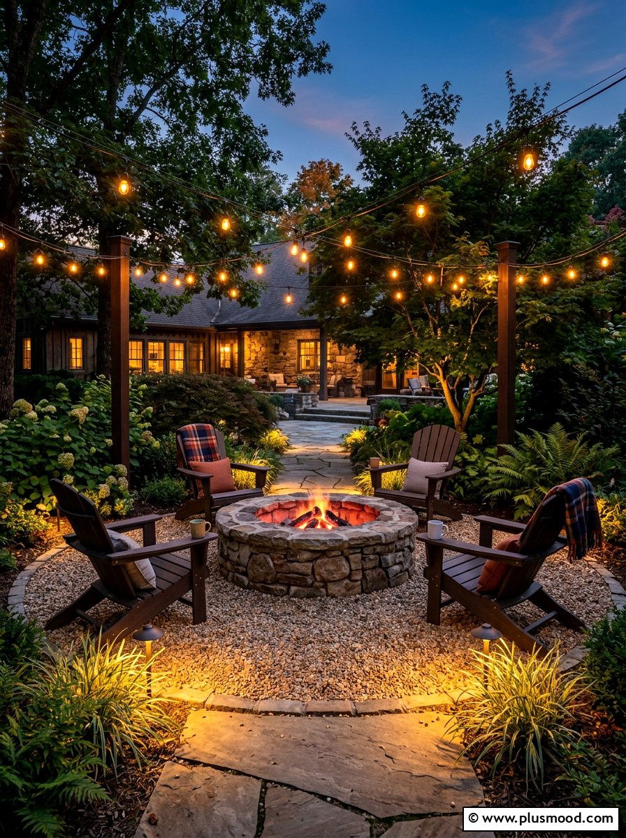Fire pit area lighting - 25 summer landscape lighting ideas