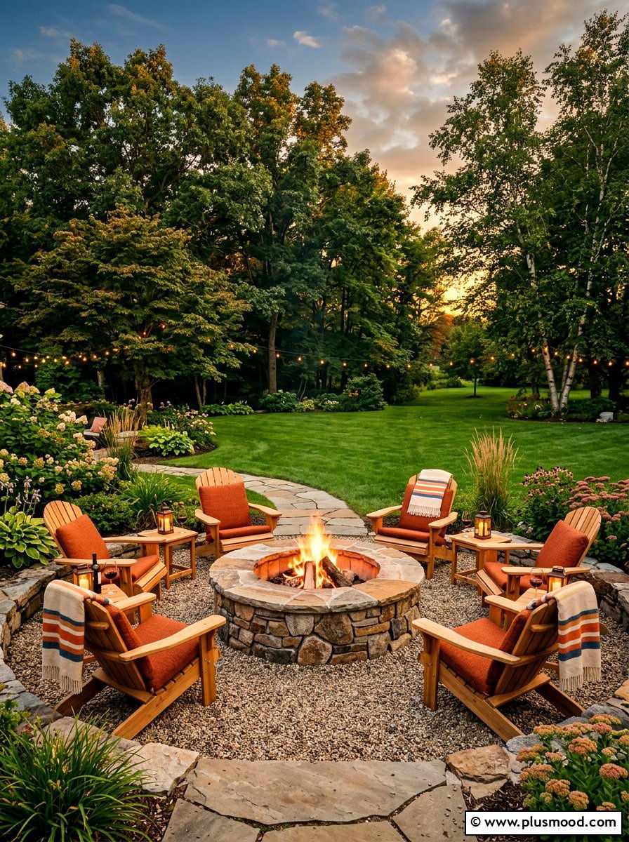 Fire pit seating area - 25 late summer patio ideas