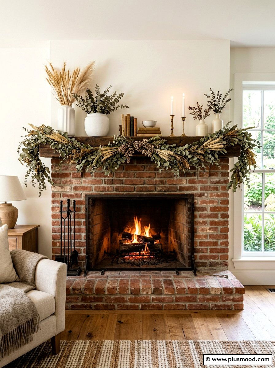 Fireplace Mantel Greenery - 25 summer transition decor ideas