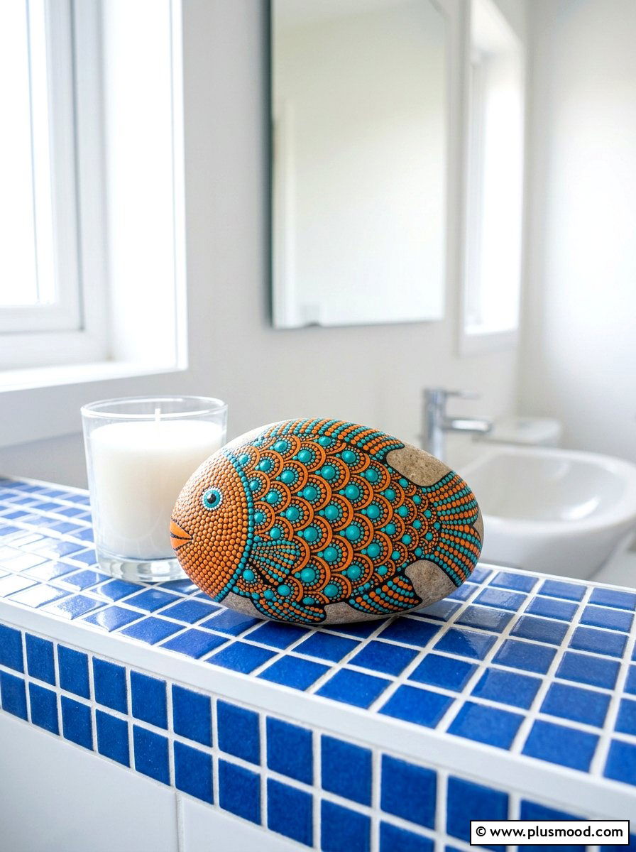 Fish Dot Stone - 25 painted rock ideas with dot painting