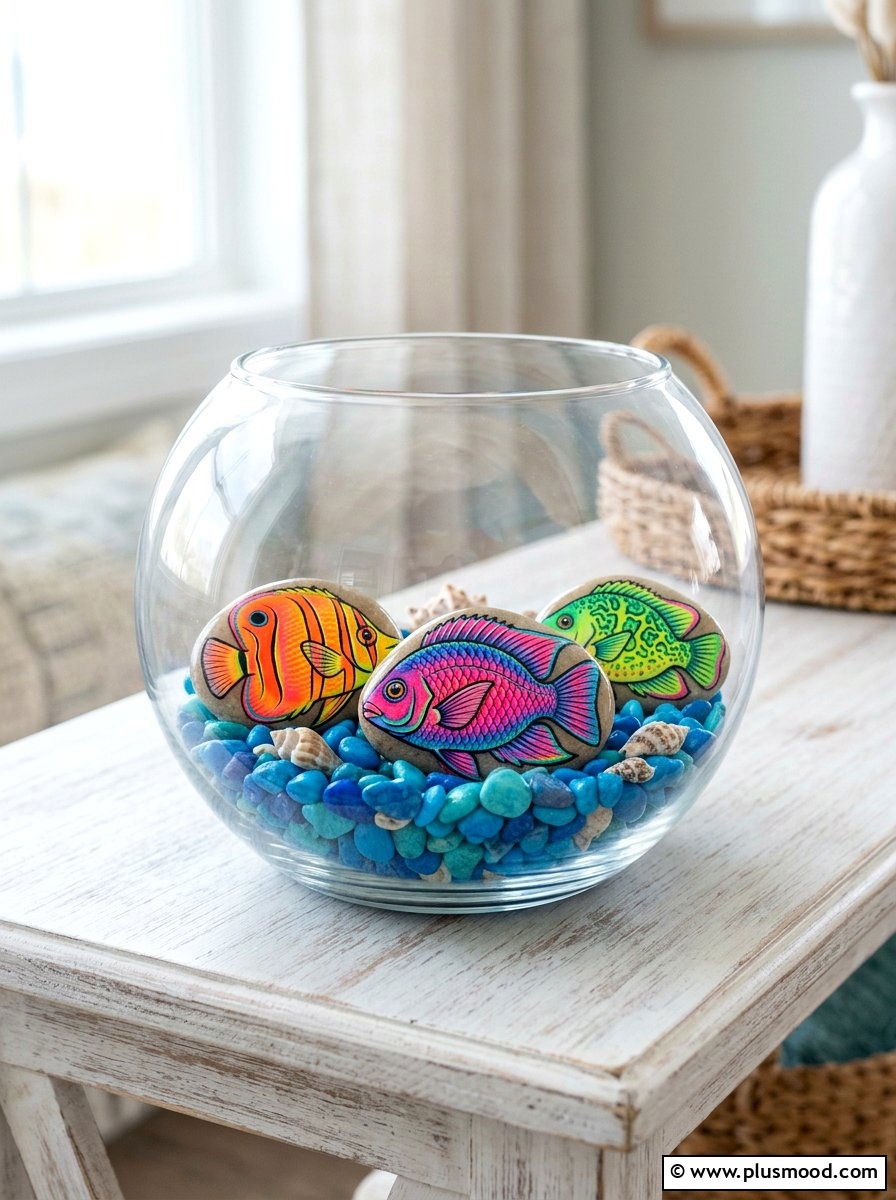Fish painted rock - 25 painted rock ideas for beginners