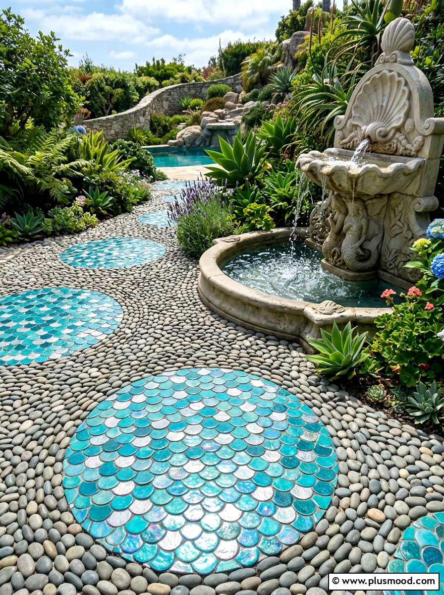 Fish scale stones - 25 painted rock ideas for stepping stones