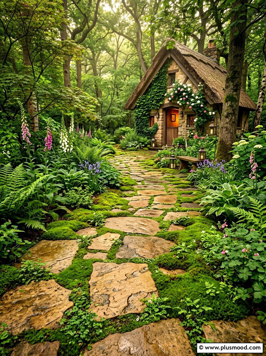 Flagstone And Moss - 25 summer walkway ideas for front yard