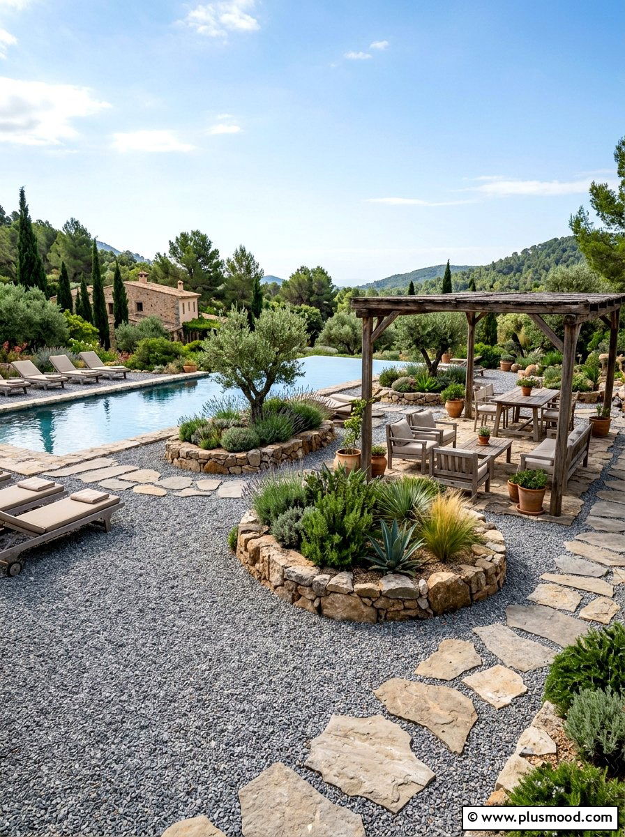 Flagstone And Pea Gravel Pool Landscape - 25 pool landscaping ideas with flagstone