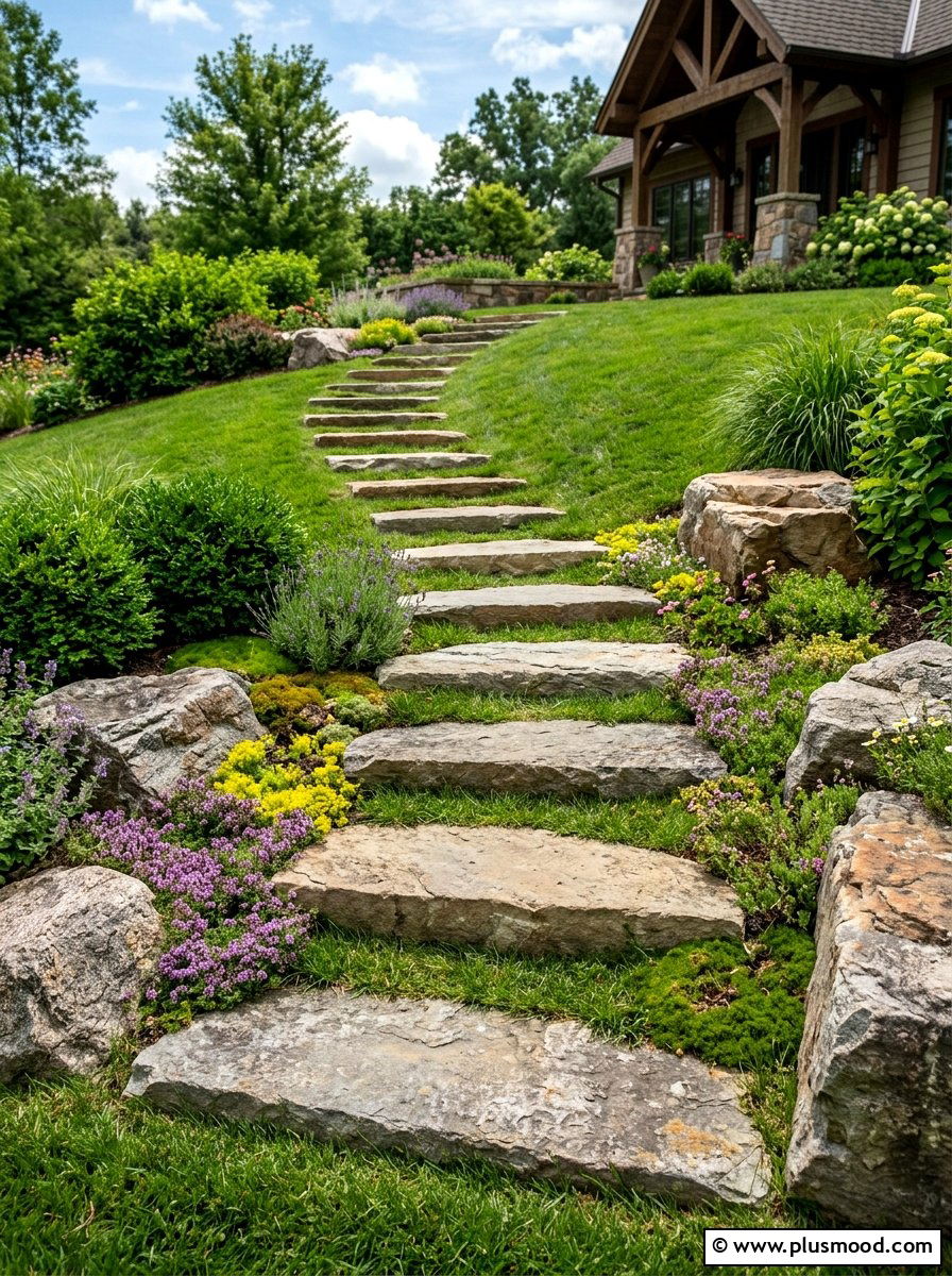 Flagstone Backyard Steps - 25 small backyard ideas with flagstone