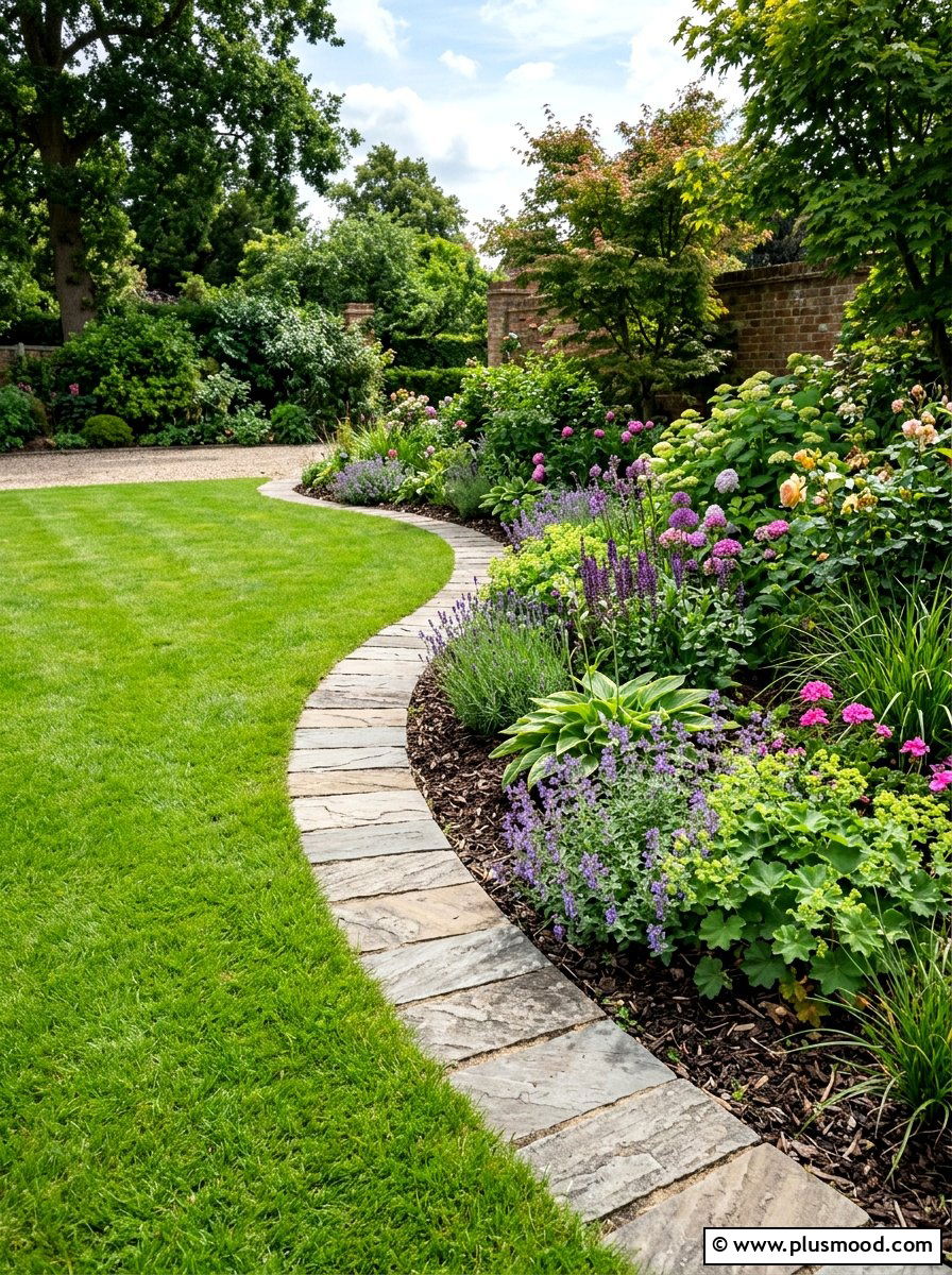 Flagstone Border Edging - 25 small backyard ideas with flagstone