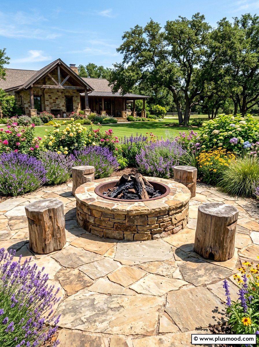 Flagstone Fire Pit - 25 small backyard ideas with fire pit