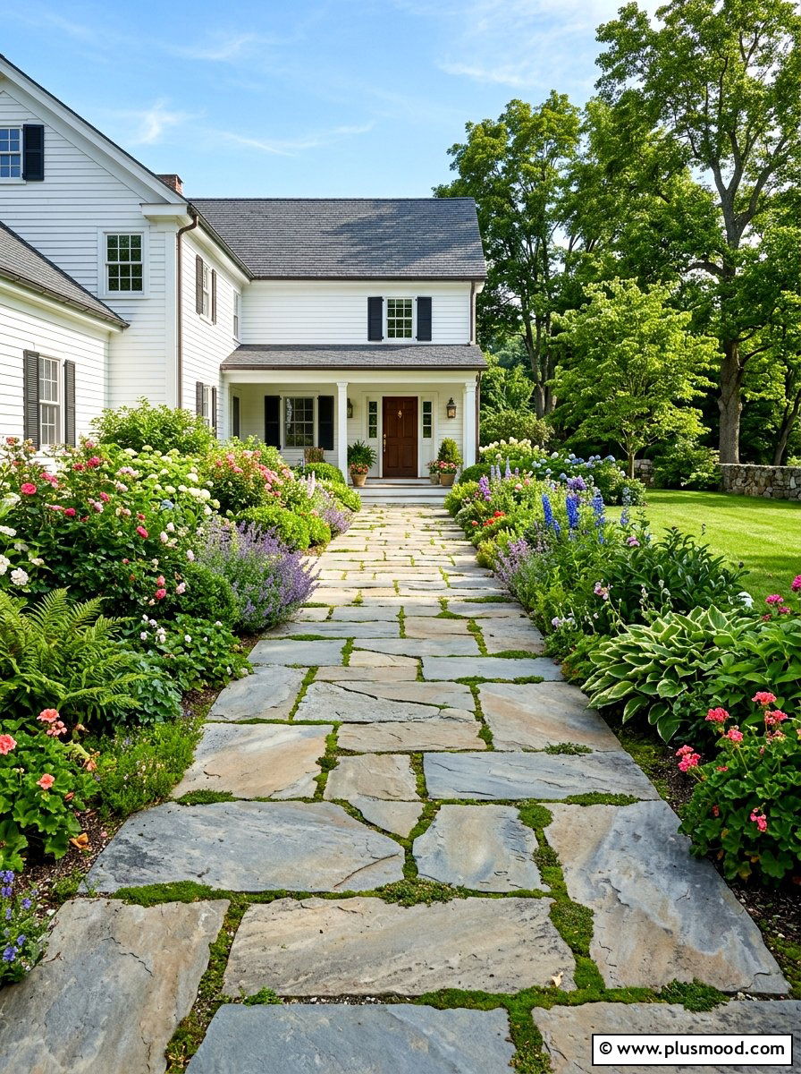 Flagstone Front Path - 25 summer coastal curb appeal ideas