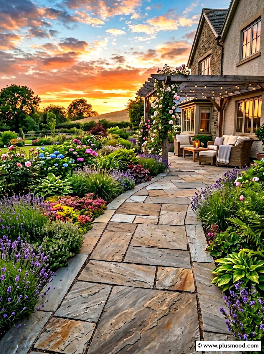 Flagstone Garden Edging - 25 summer garden edging ideas
