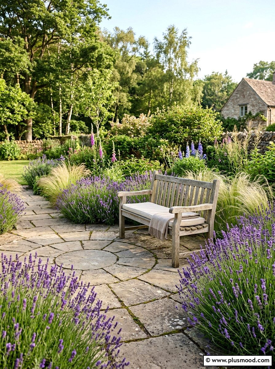 Flagstone Garden Seating - 25 small backyard ideas with flagstone