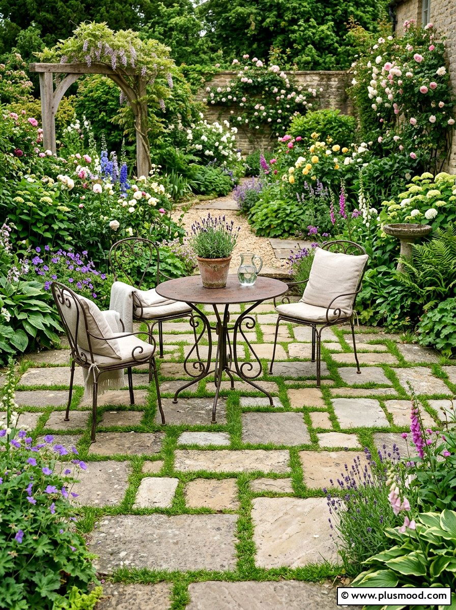 Flagstone Grass Patio - 25 small backyard ideas with grass