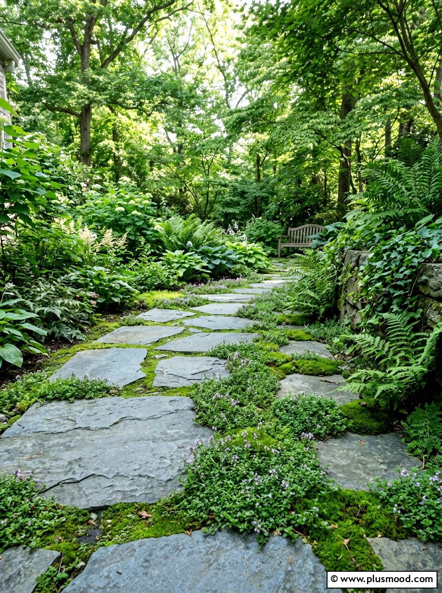 Flagstone Ground Cover - 25 small backyard ideas with flagstone