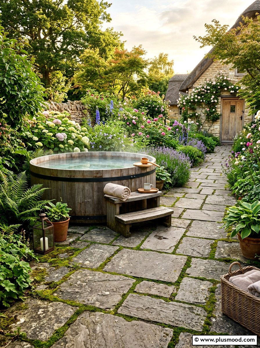 Flagstone Hot Tub Patio - 25 summer hot tub patio ideas