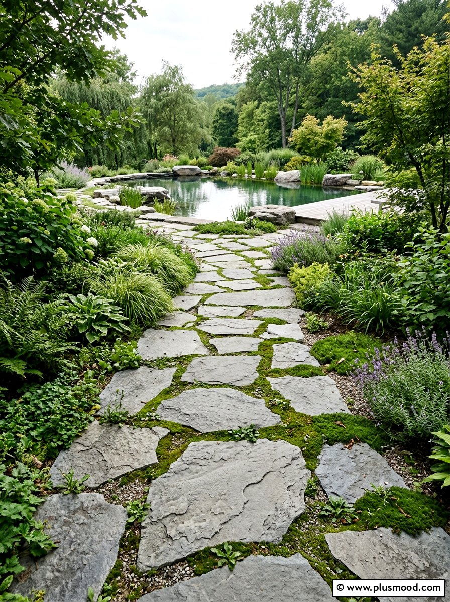 Flagstone Path - 25 pool landscaping ideas for natural pools