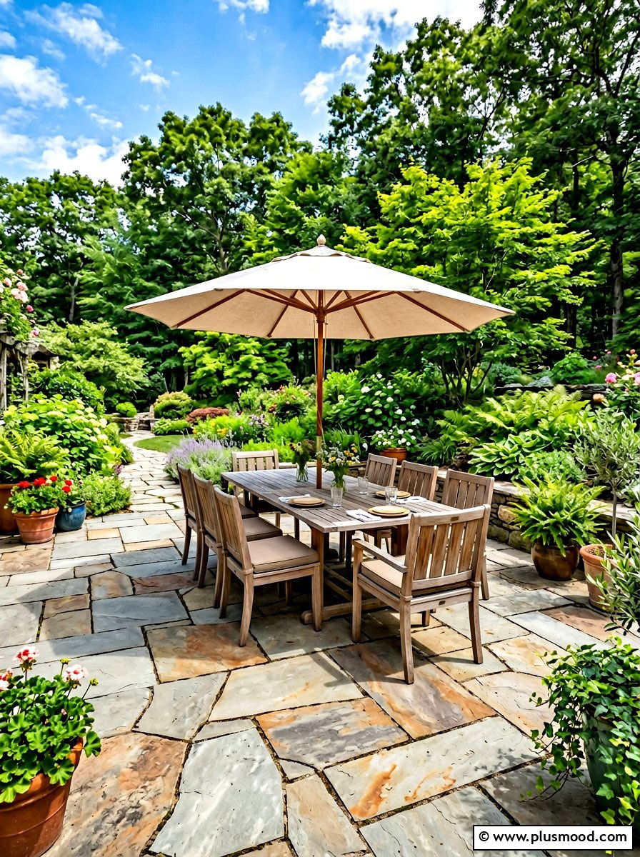 Flagstone Patio - 25 summer farmhouse landscaping ideas