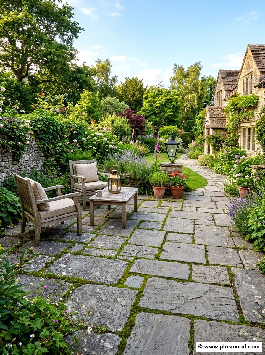 Flagstone Patio Design - 25 summer uncovered patio ideas
