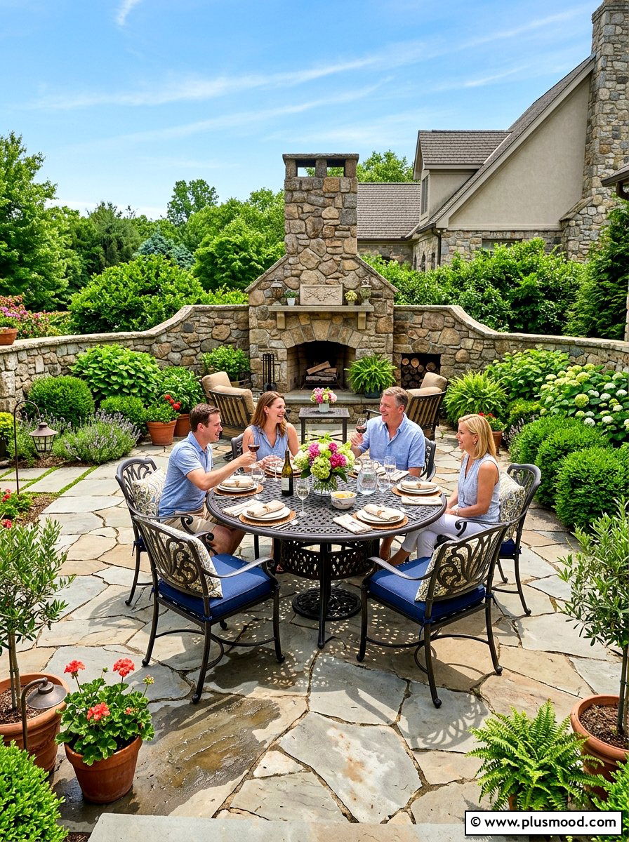 Flagstone Patio Dining - 25 summer backyard dining ideas