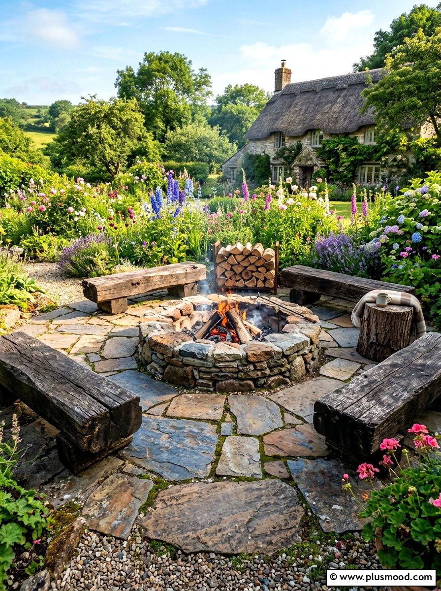 Flagstone Patio Fire Pit - 25 summer backyard fire pit ideas