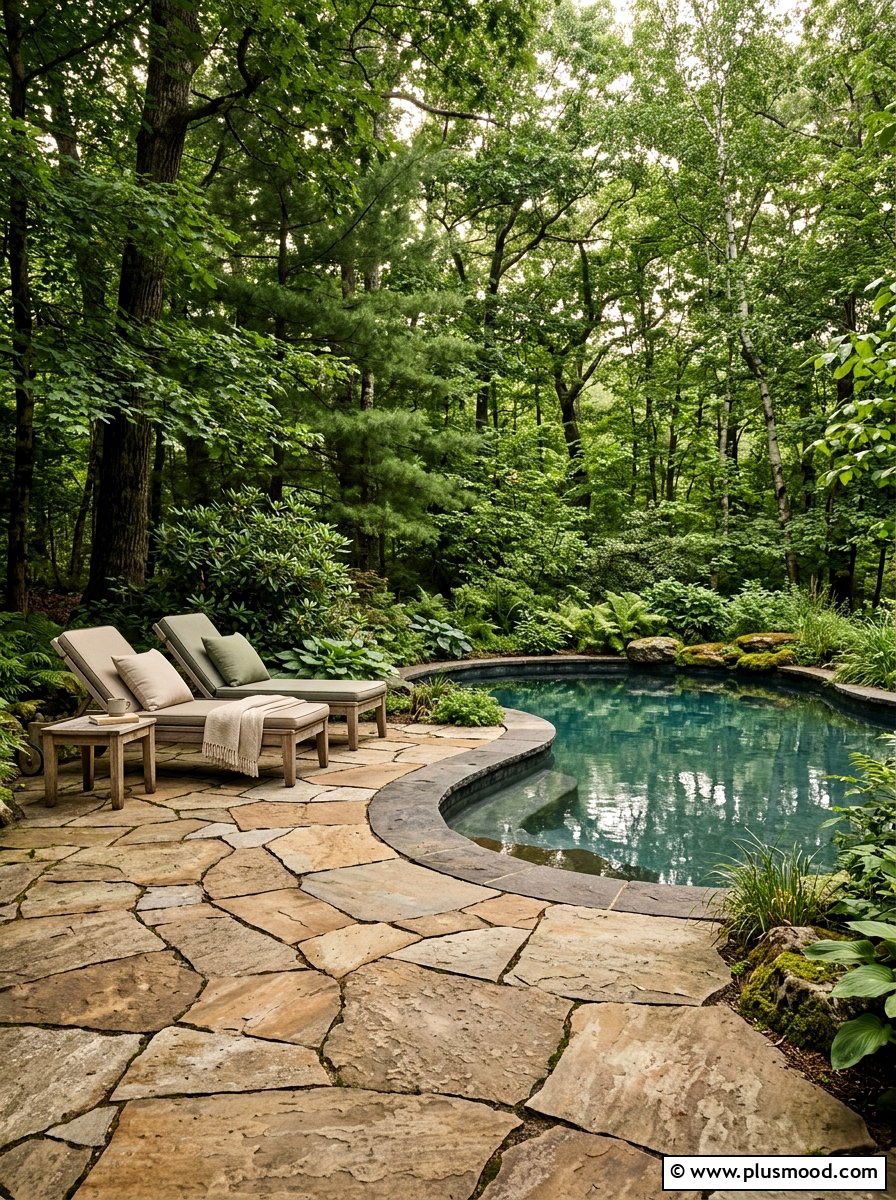 Flagstone Patio Shaded Pool Deck