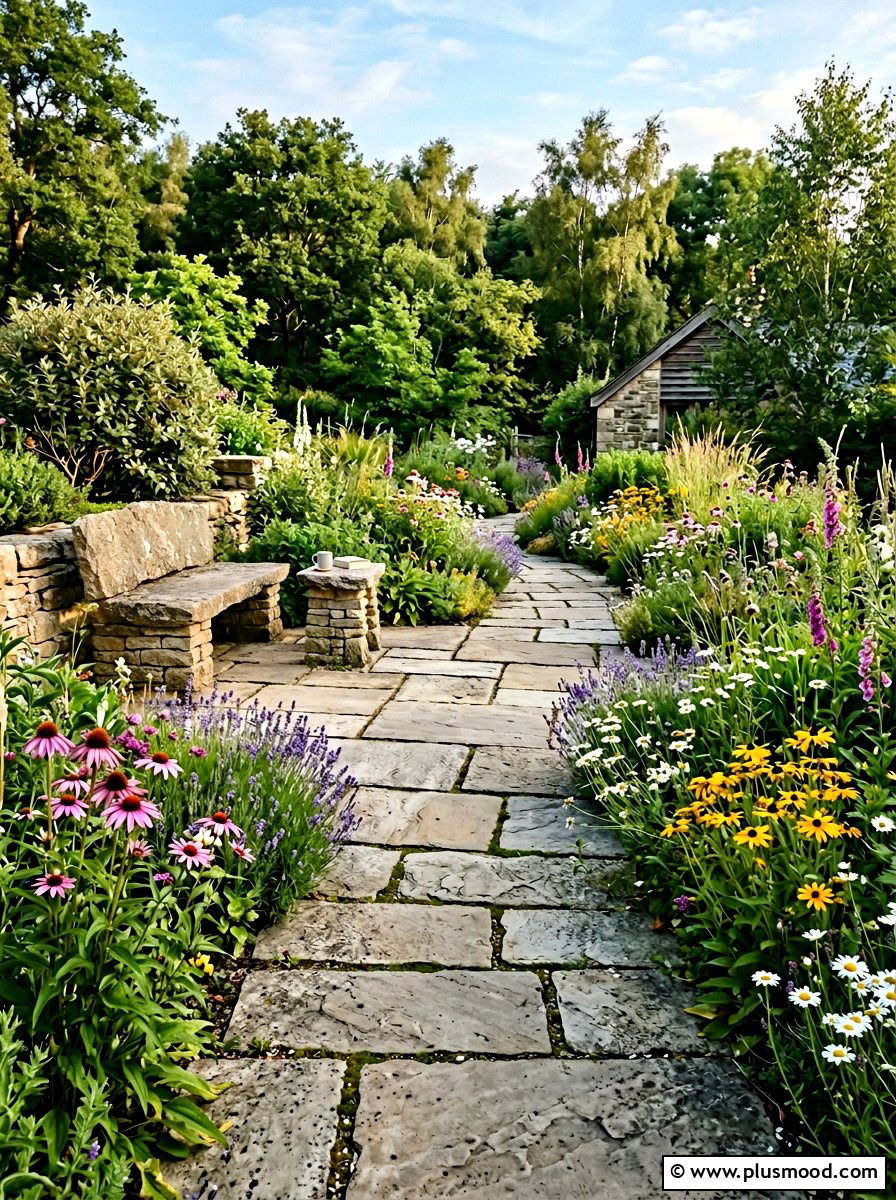 Flagstone Patio Walkway - 25 small backyard ideas with patio