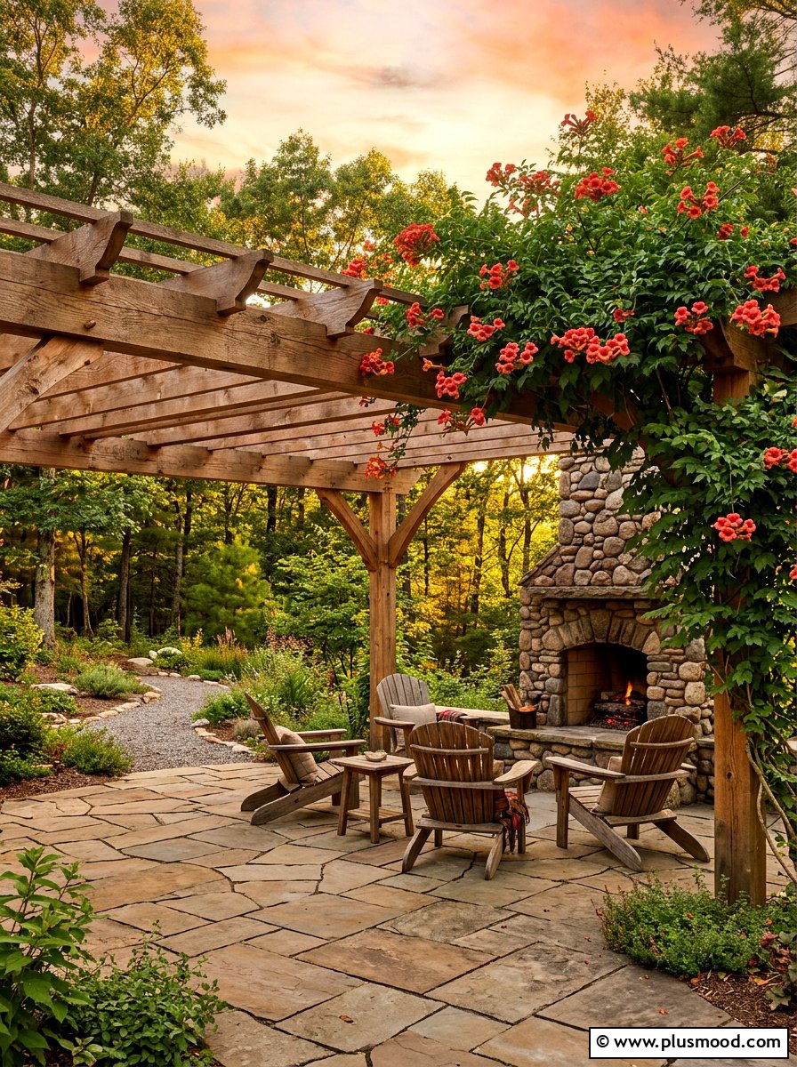 Flagstone Pool Area Pergola - 25 pool landscaping ideas with pergola and vines