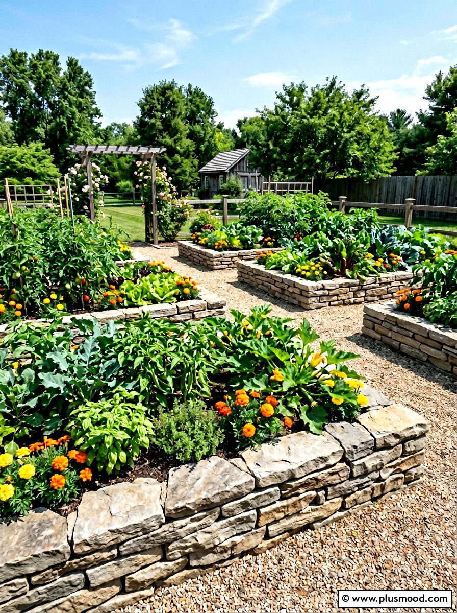 Flagstone Raised Beds - 25 small backyard ideas with flagstone