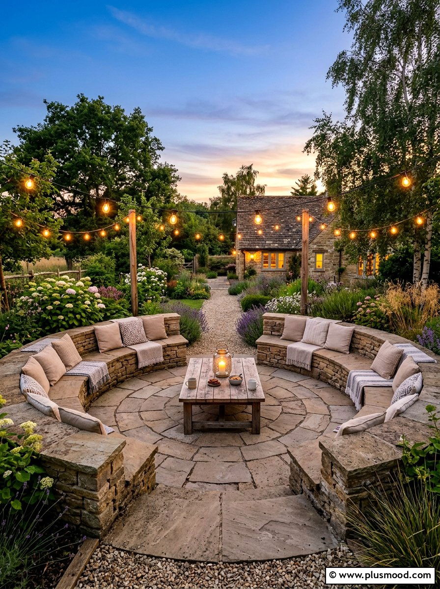 Flagstone Social Hub - 25 small backyard ideas with flagstone