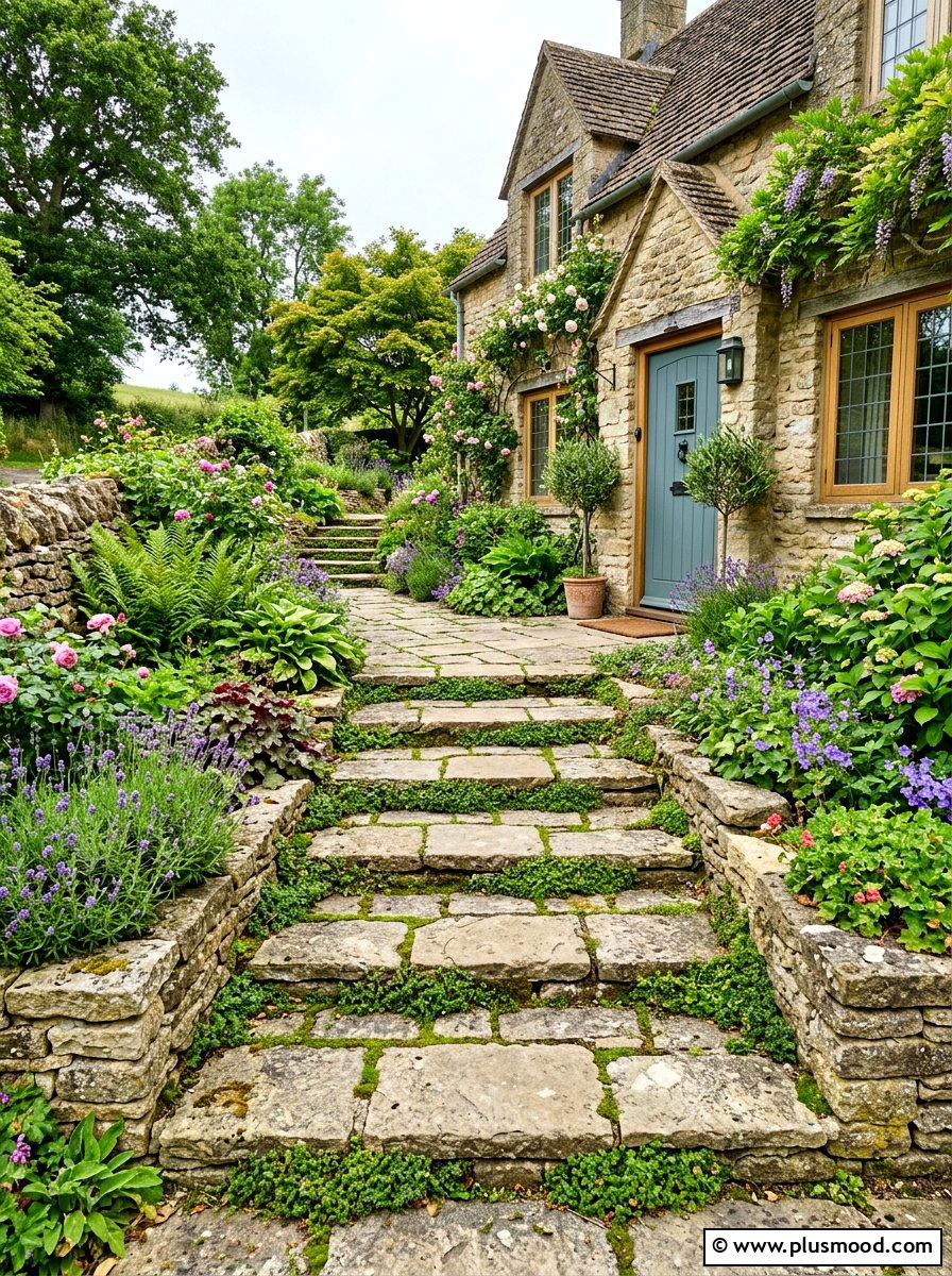 Flagstone Step Path - 25 summer front steps ideas for summer