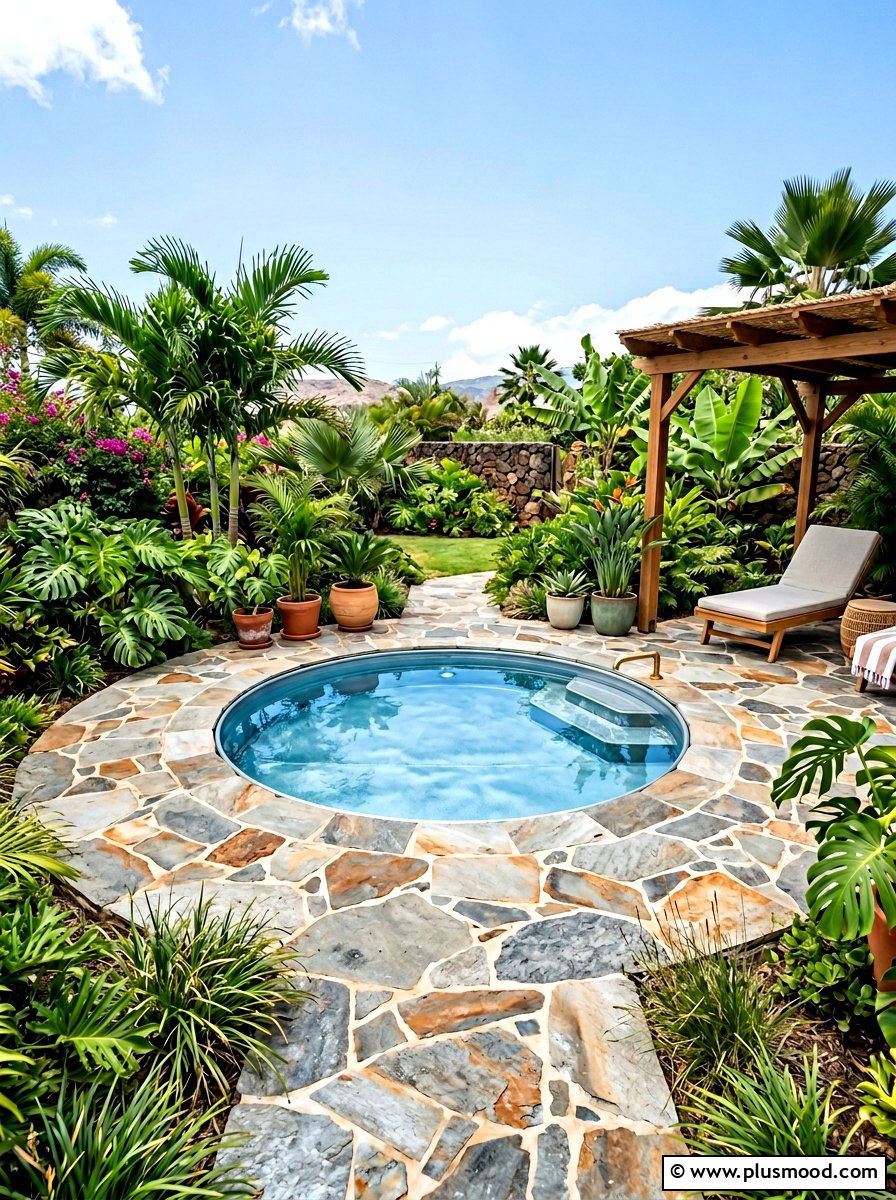 Flagstone Stock Tank Pool - 25 small backyard ideas with flagstone