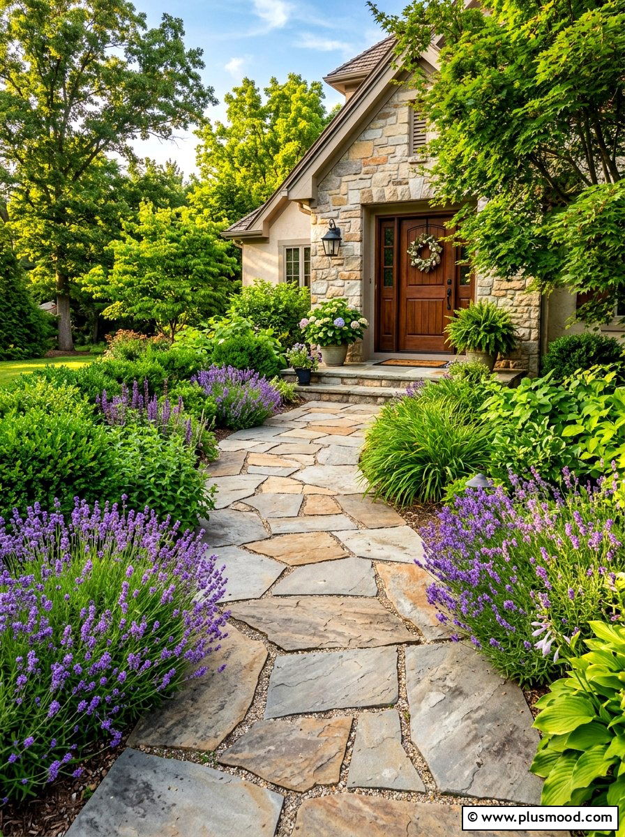 Flagstone Walkway Path - 25 summer entryway curb appeal ideas