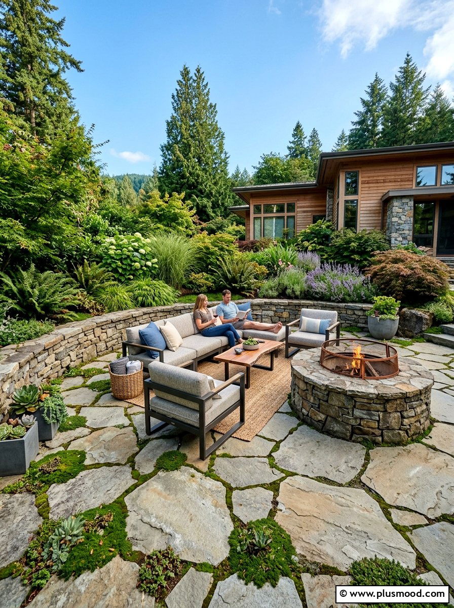 Flagstone patio floor - 25 summer patio lounge ideas