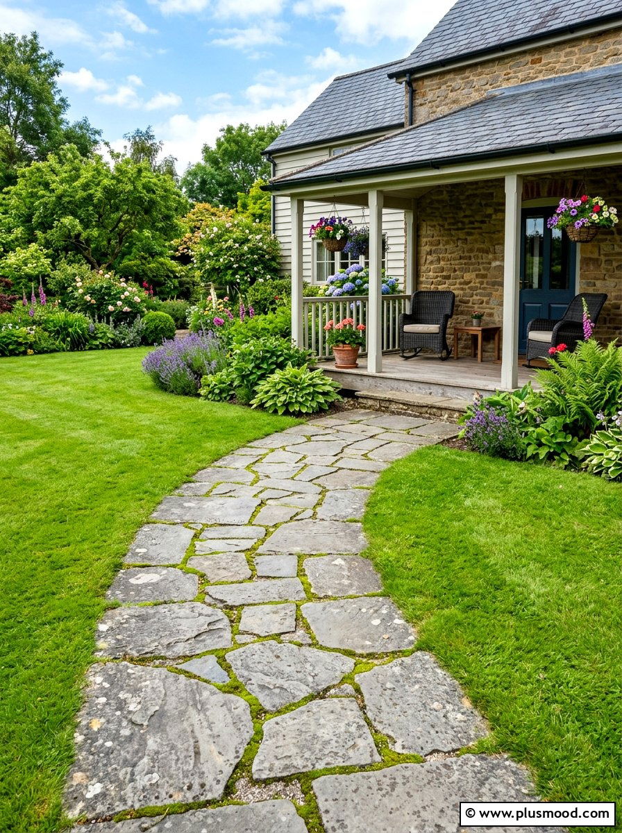 Flagstone walkway - 25 summer cottage curb appeal ideas